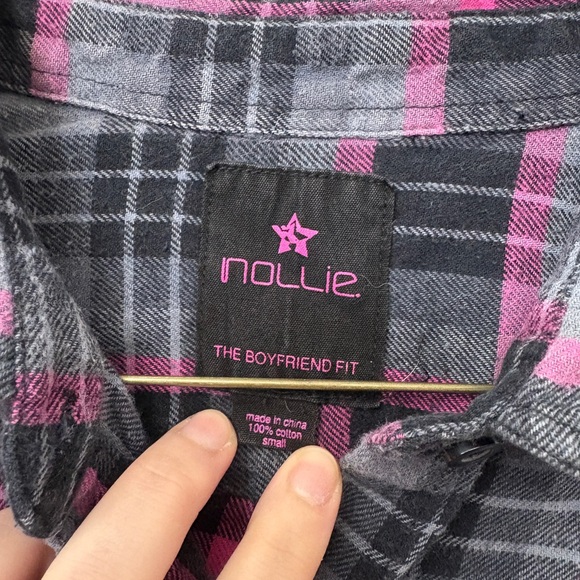 Vintage Nollie Pink and Gray Plaid Button Down Shirt - Picture 3 of 7